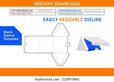 Gift Triangle box dieline template and 3D box design