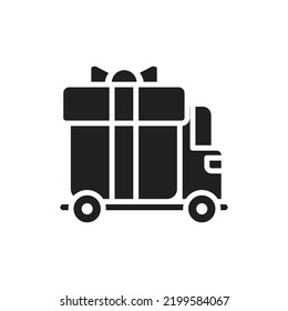 Gift Truck Filled Icon Vector Illustration