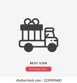 Gift truck icon vector