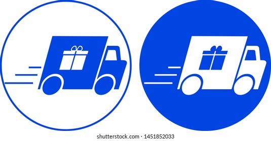 Gift truck icon. Vector illustration