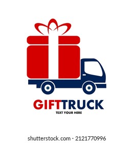 Gift truck vector logo template. This design use truck and gift symbol. Suitable for business