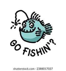 Gift t-shirt design for fisherman with cute angler fish 