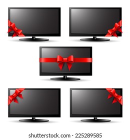 Gift Tv With A Red Ribbon