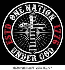 gift usa jesus One Nation Under God Estd 1776  t-shirt design