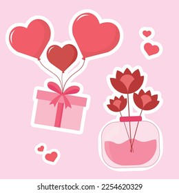 Gift Valentine day element collections flat illustration simple and elegant vector design