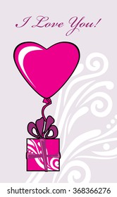 Gift to the Valentines day. Greeting card. Vector