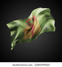 Gift, vector 3d flag with waves on a black background