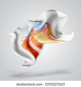 Gift, vector 3d flag with waves on a white background