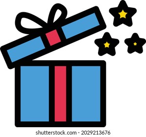 icono de línea de color de vector de regalo