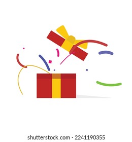 Gift vector design illustration, holiday, celebration, confetti, present, ribbon, gift icon