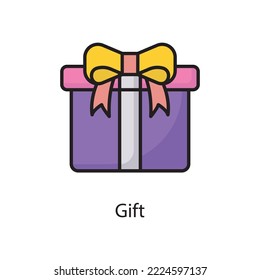 Gift  Vector Filled Outline Icon Design illustration. Love Symbol on White background EPS 10 File