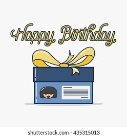 Gift vector with happy birthday lettering design