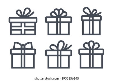 Gift vector icon with bow symbol. Gift box icons on white background.
