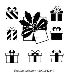 Gift Vektorsymbol mit Bugsymbol. Geschenkbox-Symbole auf weißem Hintergrund.