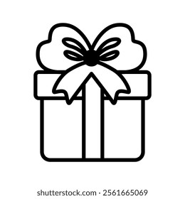 Gift vector icon. Gift. gift box with bow outline coloring book page line art vector drawing. Christmas design. Vector icon