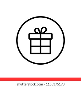 Gift vector icon, box symbol. Simple, flat design for web or mobile app