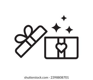 Gift vector icon. Holiday decortion surprise box, christmas symbol. Vector illustration