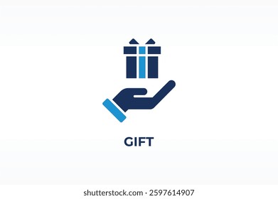 GIFT vector, icon or logo sign isolated symbol illustration