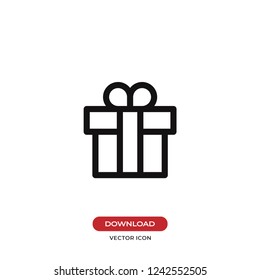 Gift vector icon. Present,surprise symbol. Flat vector sign isolated on white background. Simple vector illustration for graphic and web design.