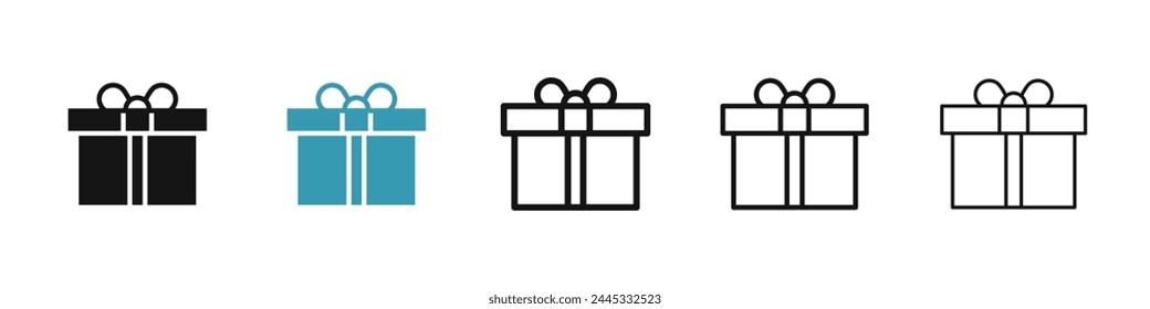 Geschenk Vektorgrafik Icon Set. Weihnachtsgeschenk-Box mit Bow Line Icon. Geschenkbox Paket Symbol für UI-Designs.