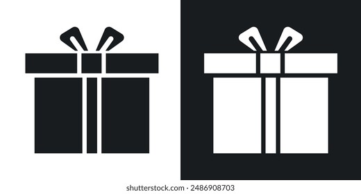 Gift vector icon set in solid black and white color