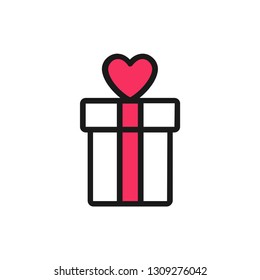 Gift vector icon, valentine's day symbol