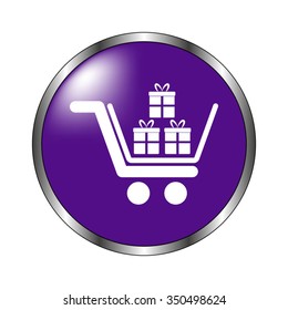 Gift - vector icon; violet button