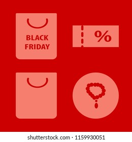 gift vector icons set. with necklace, sale ticket and shopping bag in set