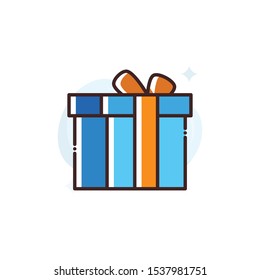 Gift vector illustration. Outline filled Shipping and Delivery icons.