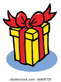 Gift vector illustration with red ribbon