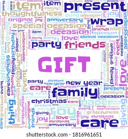 Gift vector illustration word cloud isolated on a white background.