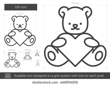 Gift vector line icon isolated on white background. Gift line icon for infographic, website or app. Scalable icon designed on a grid system.