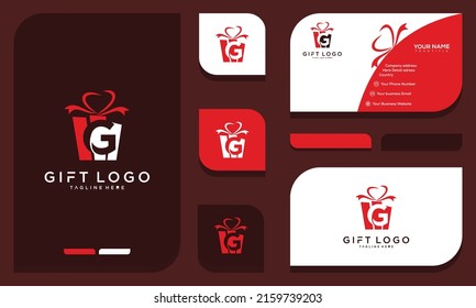 gift vector logo letter G design and business card