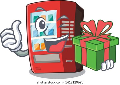 With gift vending machine next to character door