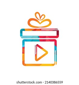 Geschenkte Video-Logo-Vorlage Design. Schönes Kinogeschenk-Vektorlogo.	
