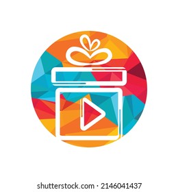 Gift video logo template design. Lovely cinema gift vector logo.	