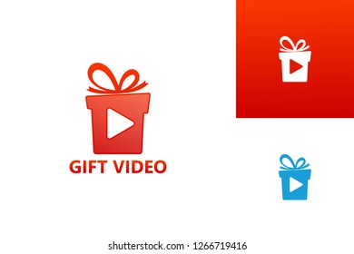 Gift Video Play Logo Template Design Vector, Emblem, Design Concept, Creative Symbol, Icon
