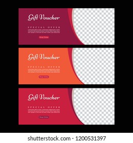 Gift voucher. Abstract poster vector. Facebook cover. Orange banner. Gym banner. Banner template set