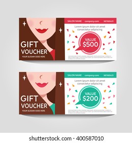 A gift voucher for a beauty salon. Vector Flat voucher.