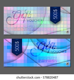 Gift voucher. Blue background with mosaic. Vector, illustration.
