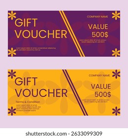 Design de modelo de cartão de voucher de presente e cashback com ilustração de vetor de texto de promoção