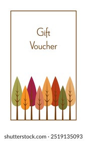 Gift Voucher. Card with colorful trees.