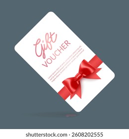 Gift voucher and Gift Card with Red Bow and Ribbon