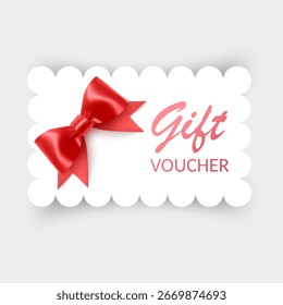Geschenkgutschein oder Geschenkkarte mit roter Schleife und Band