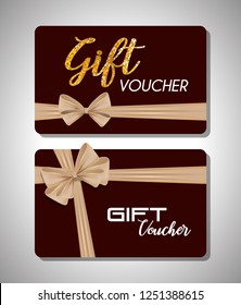 gift voucher card with ribbon beige