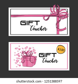 gift voucher card with ribbon pink