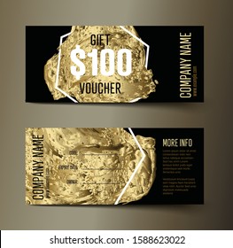Gift voucher card template with golden background