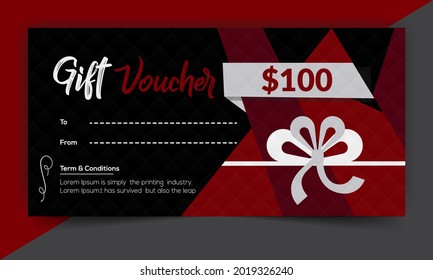Gift voucher card template. Modern discount coupon for shopping with abstract pattern. Modern fashion background design with information sample text