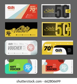 Gift voucher certificate coupon design template set. 