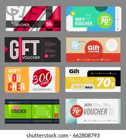 Gift voucher certificate coupon design template set. 